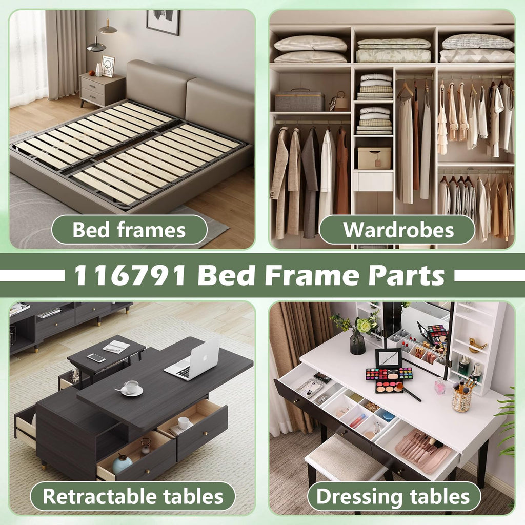 116791 Mounting Plate Bed Frame Mounting Plates/Brackets Replacement for lKEA Bed Frame Part # 116791 Fits for Hemnes Malm Brimnes Tarva Kritter (2 Packs)
