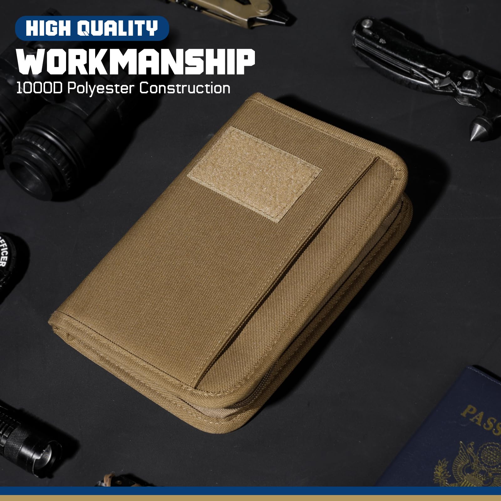WYNEX Tactical Notebook Padfolio Ring Binders with 45 Sheets,Army Military Notebook Tactical Portfolio Binder with Zipper for Tactical Gear and Organizer, Refillable 6-Ring Binder（A6）