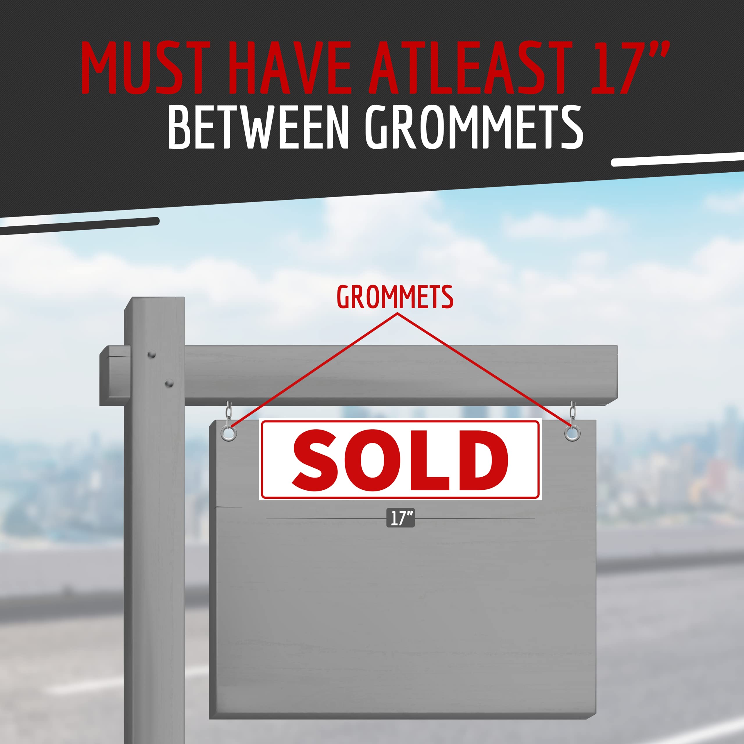 1PC - Sold Real Estate Sign Riders Sleeves, 17" x 5"- Double Sided - PVC Plastic - Sold Sign