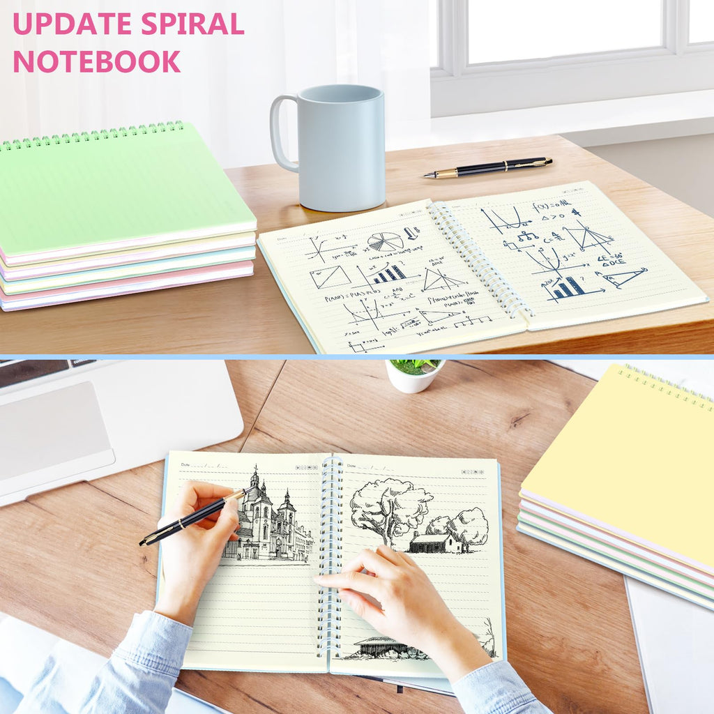 4 Pack Spiral Notebooks,A5 Size Hardcover Spiral Notebook,College Ruled Spiral Notebook,Great Notebook for Work,80 Sheets/160 Pages for Office, School, and Gift