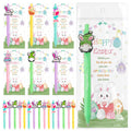 UgyDuky 30Pcs Easter Party Favors Pens with Bunny & Egg Toppers, Happy Easter Printed Ballpoint Pens, Spring Holiday Writing Pens with Thank You Cards, Office & Classmates Gift Exchanges