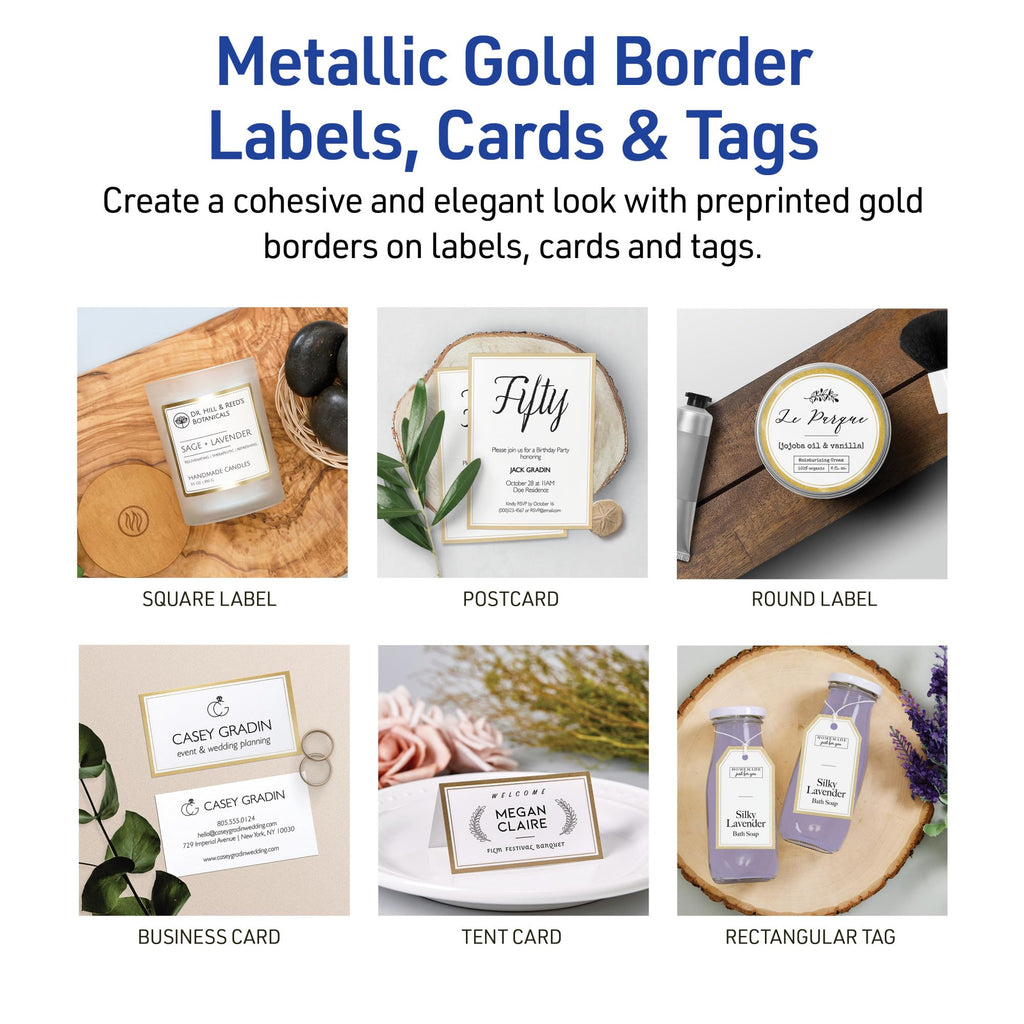Tent Card W/Metallic Gold Border/Inkjet,20-sht,80/PK
