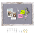 Aitakatta Gray Felt Cork Board Bulletin Board, Decorative Hanging Cork Boards for Walls with White Rustic Wood Frame, Pin Board Vision Board for Office Home and School with Pins, Screws (4333,WH,1pc)