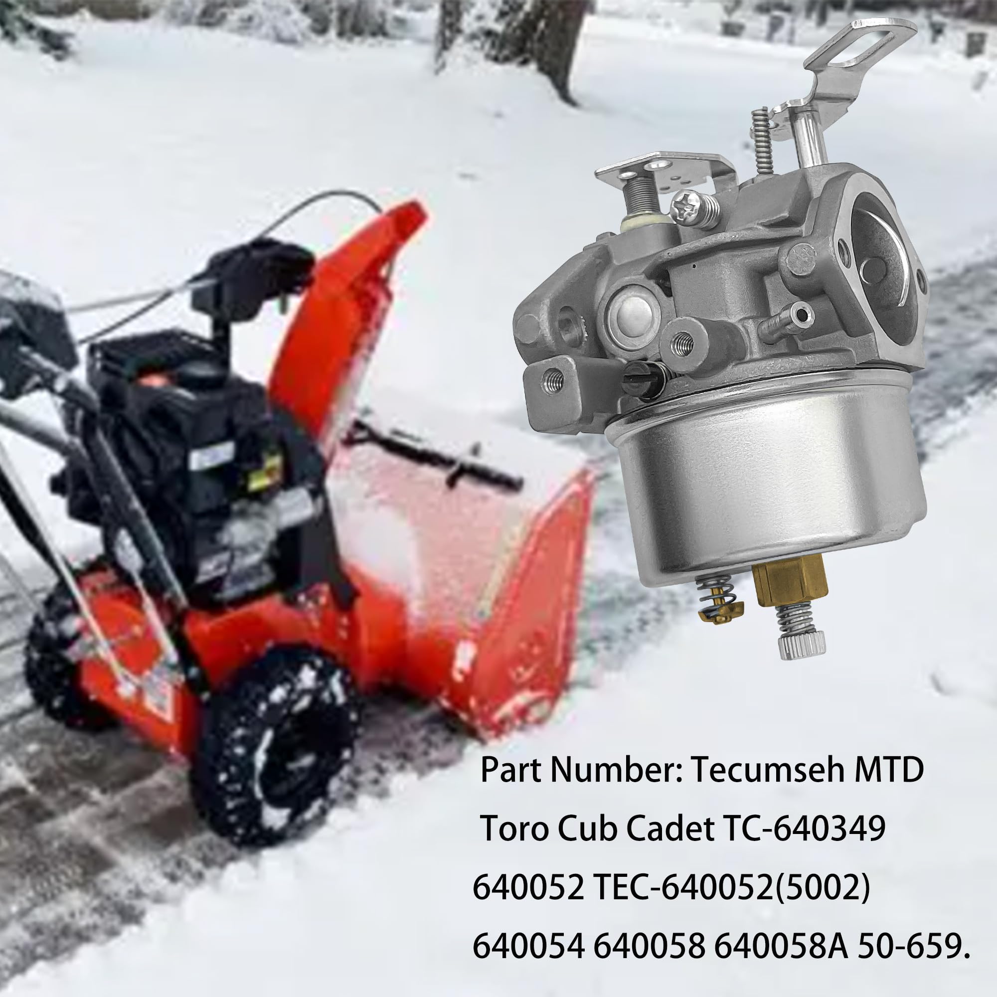 Strongthium Carburetor for Tecumseh 640052 640349 640054 640058 640058A HMSK80 HMSK90 LH318SA LH358SA Adjustable Carb 8HP 9HP 10HP Snowblower Generator Chipper Shredder & Primer Bulb
