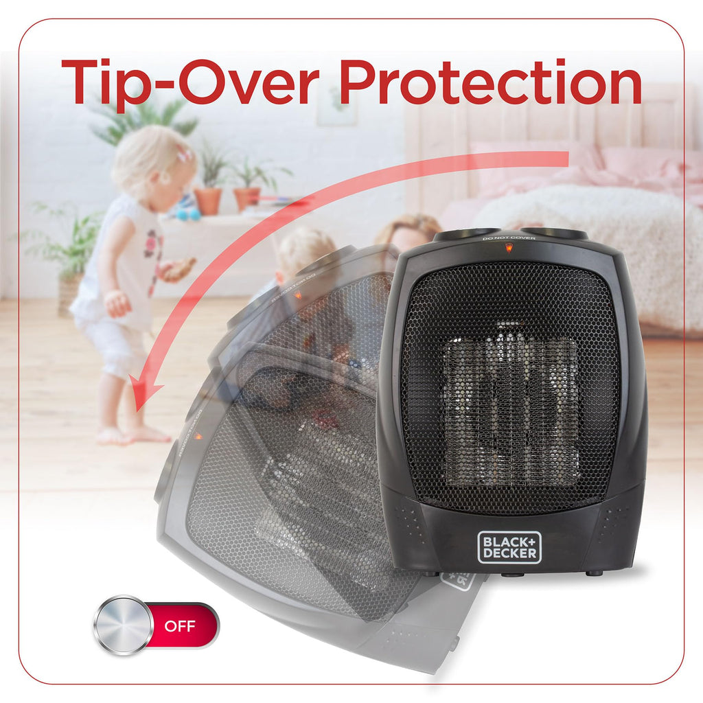 BLACK+DECKER Portable Space Heater, 1500W Room Space Heater with Carry Handle for Easy Transport