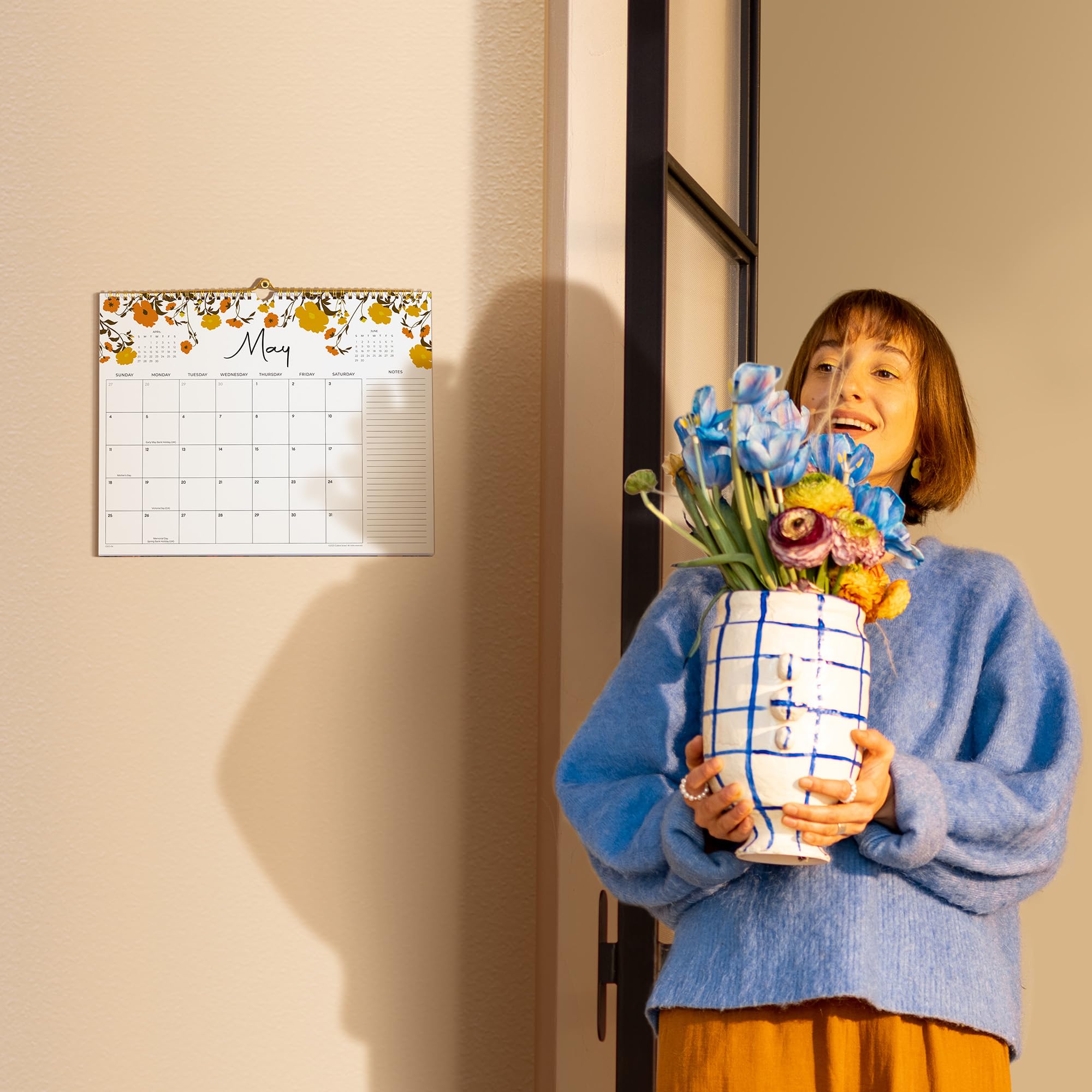 2026 Calendar - Cabbrix Wall Calendar 2026, 18 Monthly Calendar from July 2026 - December 2027, 15" x 12", Twin-Wire Binding, Hanging Hook, Floral Design