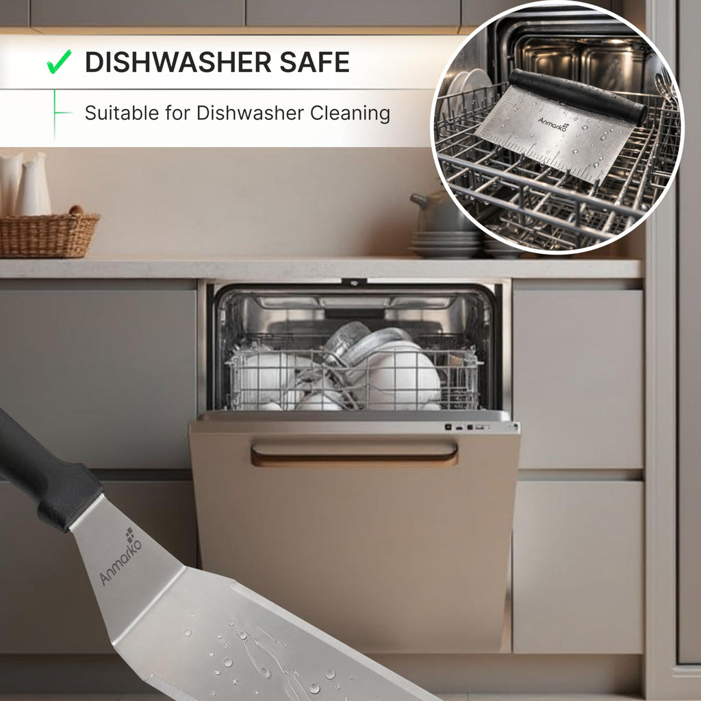 Professional Stainless Steel Spatula Set - Pancake Flipper - Hamburger Turner and Griddle Scraper - Metal Utensil Great for BBQ Grill Flat Top – Commercial Grade
