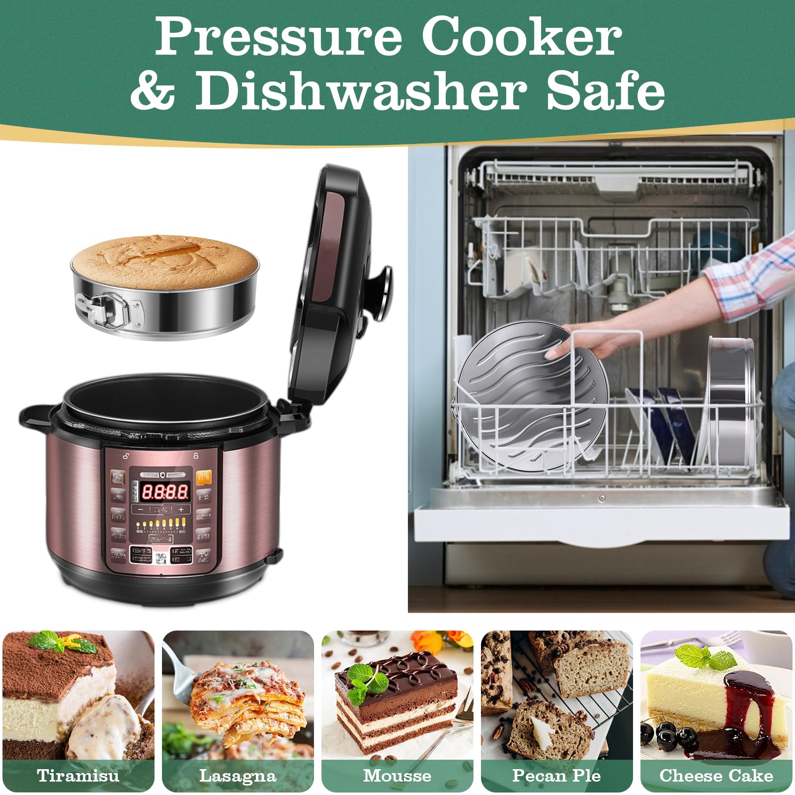 E-Gtong 9 Inch Springform Cake Pan, Stainless Steel Springform Pans, Leakproof & Nonstick Cheesecake Pan with Removable Bottom, Round Spring Form Cake Pan for Baking