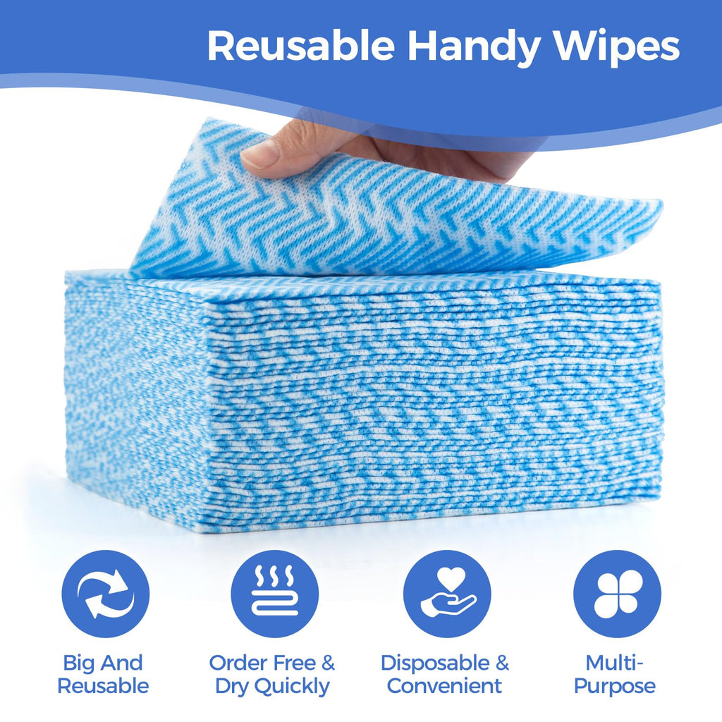 Peachicha Disposable Cleaning Cloth Washing Cloth for Kitchen, Multi-use Dish Towels, Disposable Dish Cloths, Cleaning Rags,100 Count, Blue