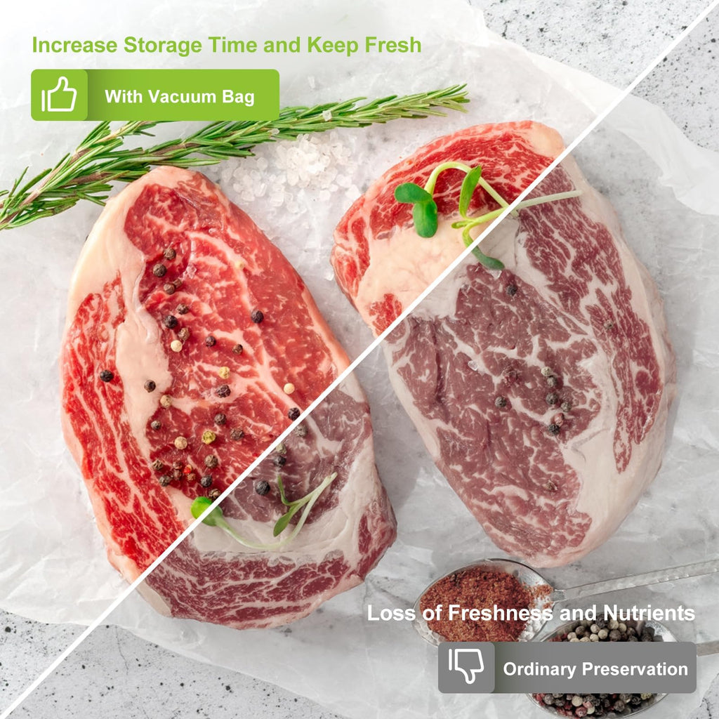 Bonsenkitchen Vacuum Sealer Bags, 11 in x 50 ft Rolls 2 Pack Food Vacuum Storage Bags, BPA Free, Food Grade, Customized Size Vcuum Bag for Vac Storage, Meal Prep or Sous Vide Cooking, VB3210