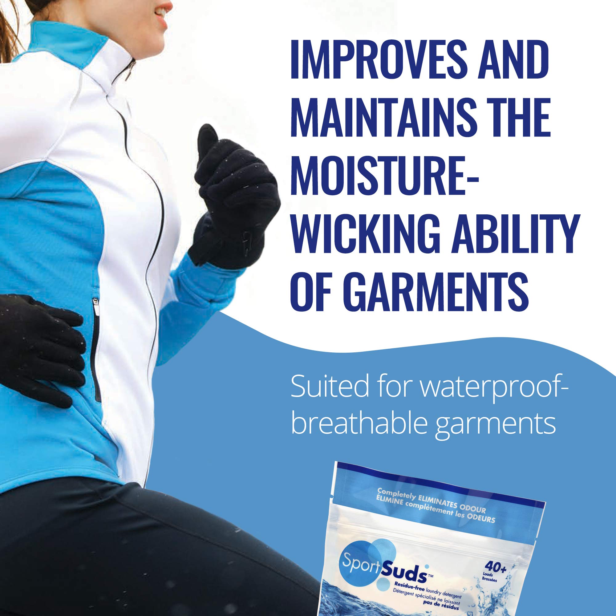 Sport Suds Detergent, 500g Zipper Pouch, 40+ Loads