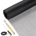 Screen Repair Kit - Easy DIY Project 36" x 90" Fiberglass Mesh With Rolling Tool and Retainer Spline - Replacement for Windows, Sliding Doors, and Patio Screens (Black)