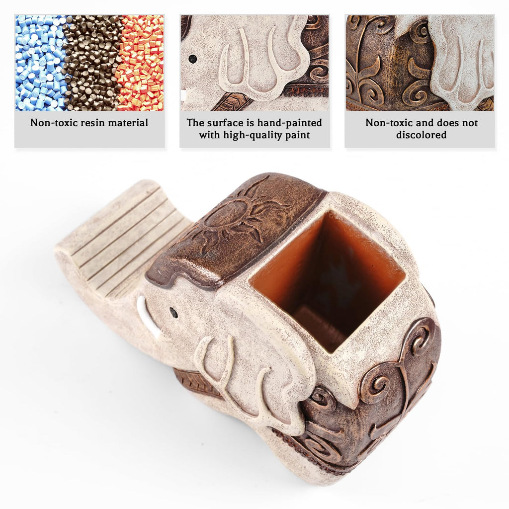 Mokani Elephant Pen Pencil Holder, Multifunctional Desk Organizer Desk Decor Elephant Gifts for Women Cute Desk Accessories Home Office Decoration Thanksgiving Christmas Gift