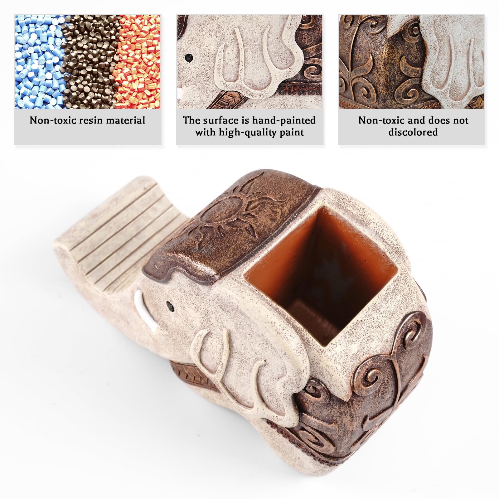 Mokani Elephant Pen Pencil Holder, Multifunctional Desk Organizer Desk Decor Elephant Gifts for Women Cute Desk Accessories Home Office Decoration Thanksgiving Christmas Gift