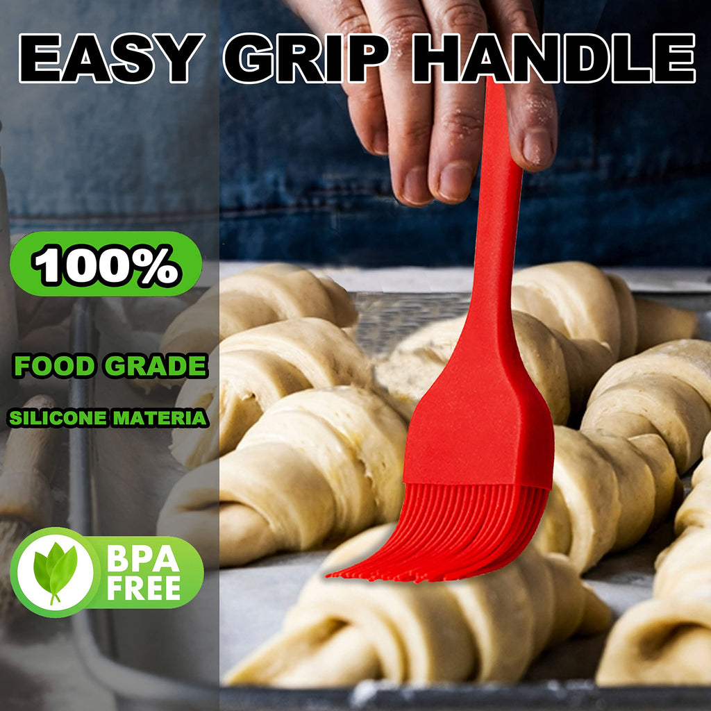 Anaeat High Heat Resistant Silicone Basting Pastry Brush Set of 5 - Hygienic One-Piece Design Spread Oil Butter for BBQ Grill Barbecue Baking Kitchen Cooking - BPA Free & Dishwasher Safe (10"+8")