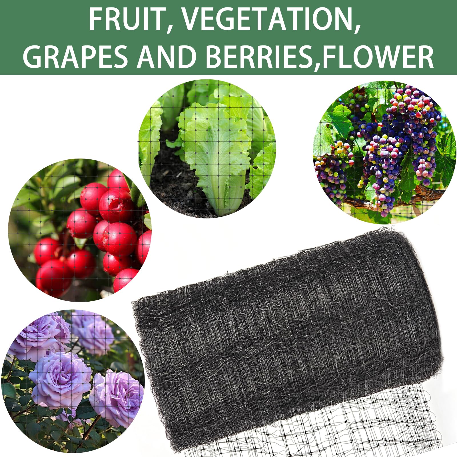 Bird Netting for Garden 7 x 100 Feet, Black Garden Protection Netting Heavy Duty Wire Mesh Net Barrier, Protect Plants Fruits Trees from Rodents Birds Deer Poultry Reusable Animal Fencing (1, Black)