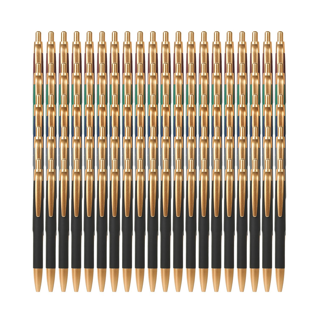 Aozora 100 Pack Retractable Ballpoint Pens, Black Ink, Medium Point 1.0 mm, No Bleed, Smooth Writing, Click Pens, Box of Pens