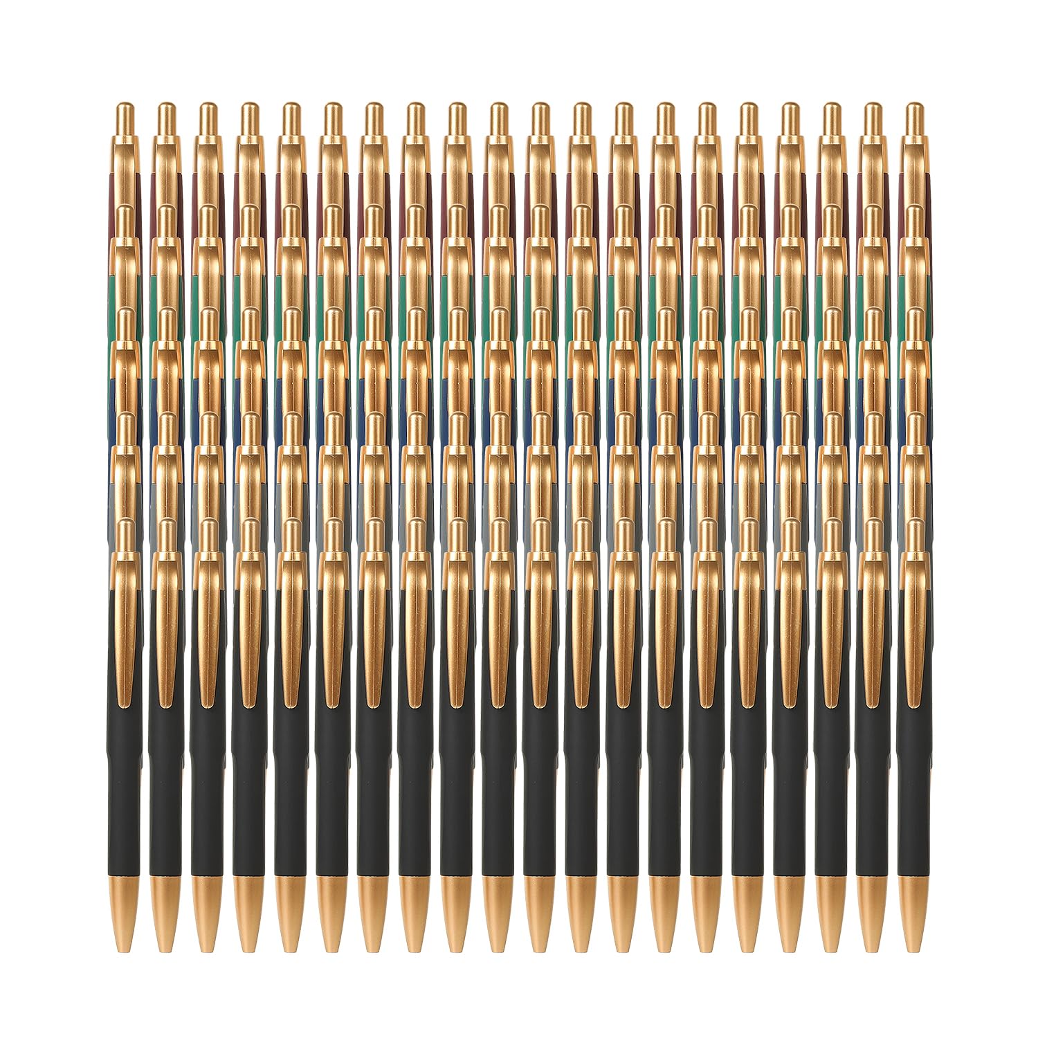 Aozora 100 Pack Retractable Ballpoint Pens, Black Ink, Medium Point 1.0 mm, No Bleed, Smooth Writing, Click Pens, Box of Pens