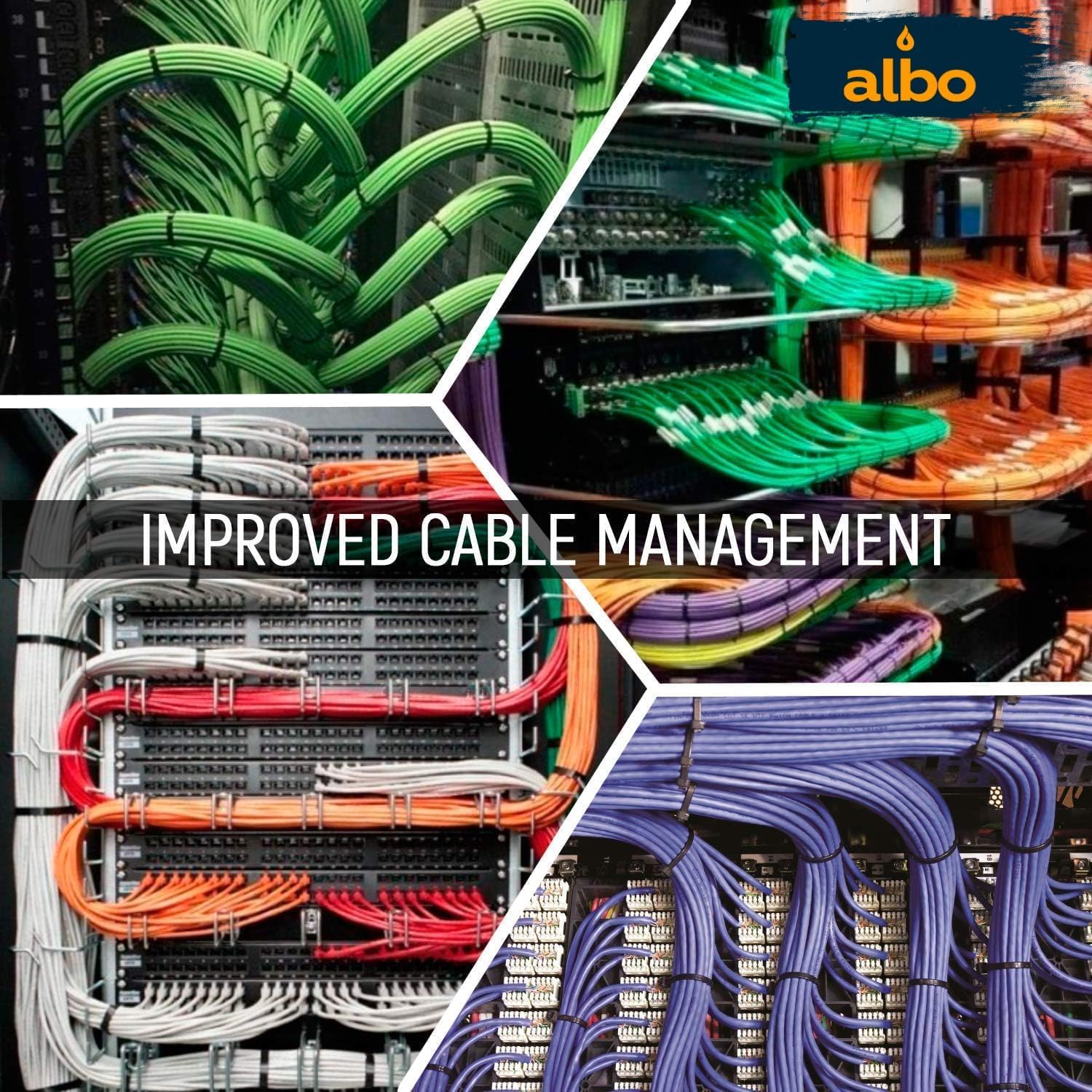 ALBO Black Zip Ties Assorted Sizes 800 Pack 4+6+8+10+12 Inch Plastic Black Cable Ties Wire Tie UV Resistant Nylon Tie Wraps Assorted Sizes