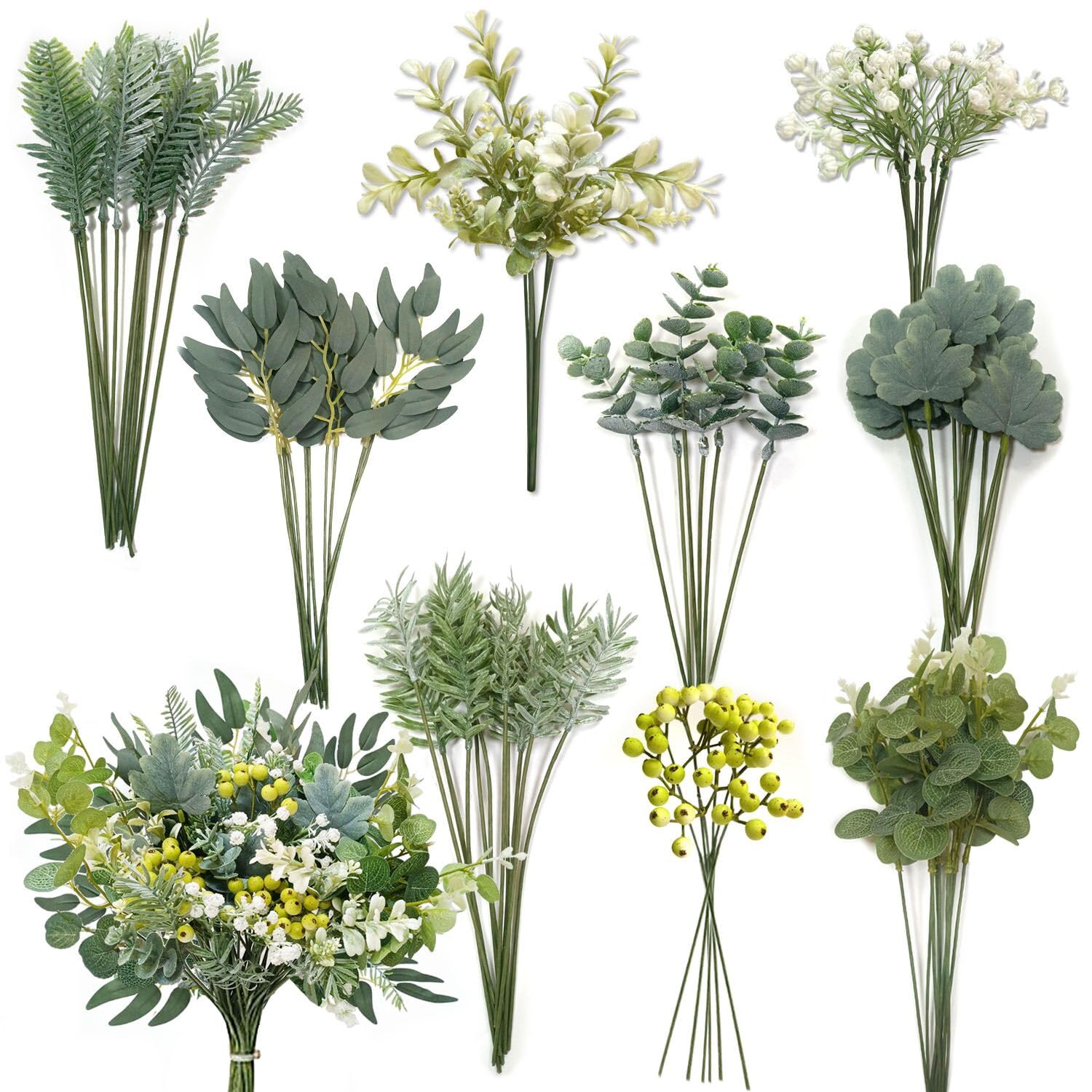 OrgMemory 78Pcs Faux Flowers, Artificial Greenery Stems, Greenery for Centerpieces for DIY Bridal Bouquets Wedding Floral Arrangement Table Centerpieces