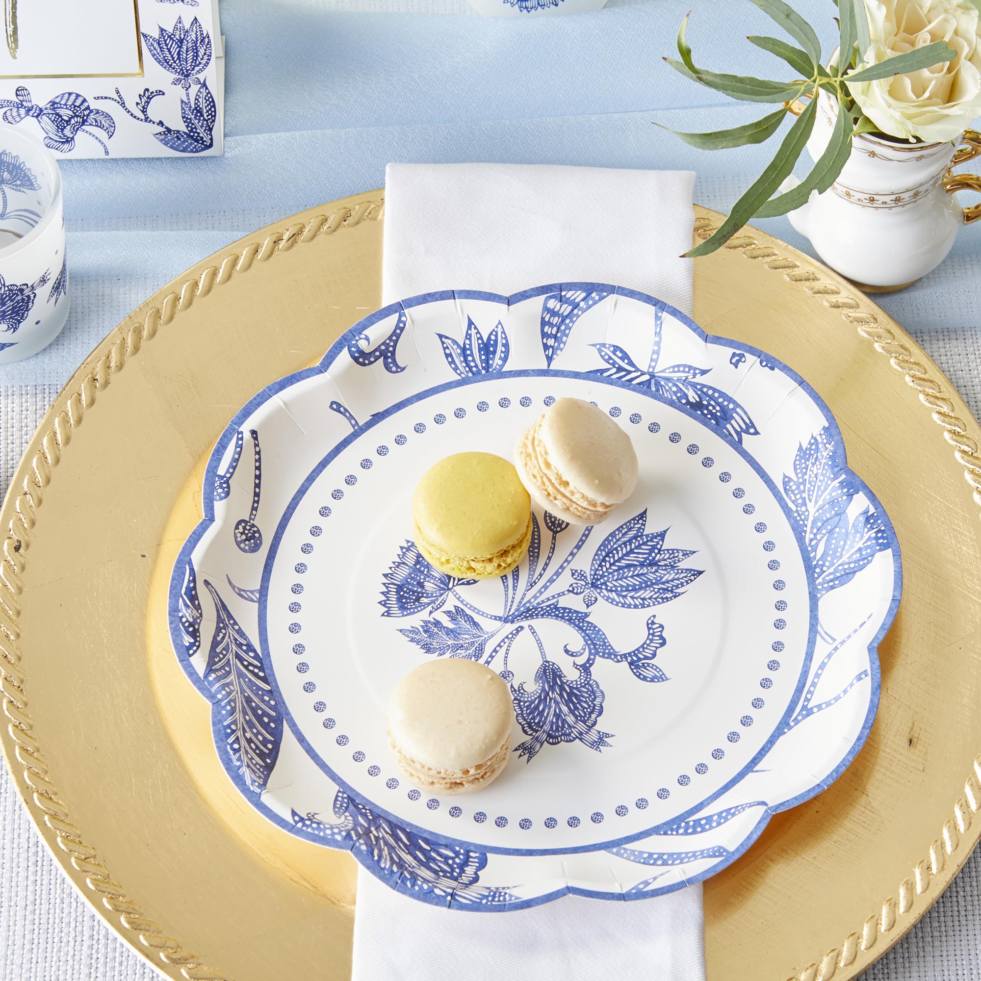 Kate Aspen Blue Willow 62pc Paper Plates Napkins, 16pcs 7 inch & 16pcs 9 inch Heavy Duty Disposable Party Plates, 30pcs 6.5 inch Durable Paper Napkins for Birthday, Baby Shower, Wedding Party