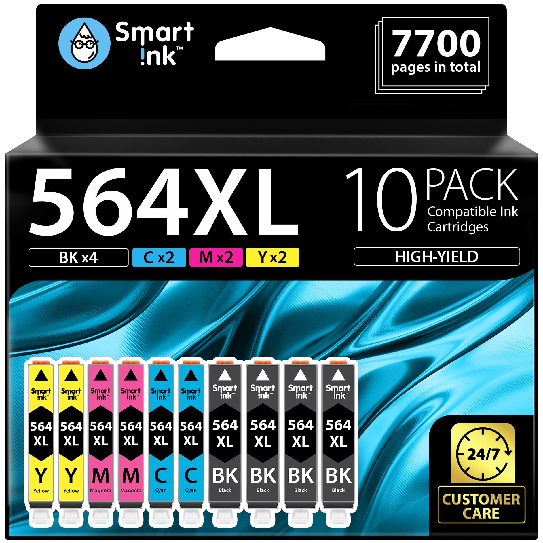 Smart Ink Compatible Ink Cartridges for HP 564 XL 564XL High Yield 10 Pack(4BK & 2C/M/Y) for HP 3520 3521 3522 3070A 4610 4620 4622 5510 5512 5515 5520 5522 5525 6510 6515 6520 6525 B209a B210a B210e