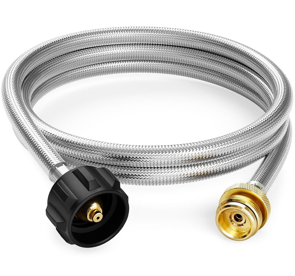 NUPICK 6 Feet Propane Hose Adapter 1lb to 20lb, Stainless Steel Propane Grill Hose for Buddy Heater, Weber Q, Coleman Camping Stove, Protable Grill