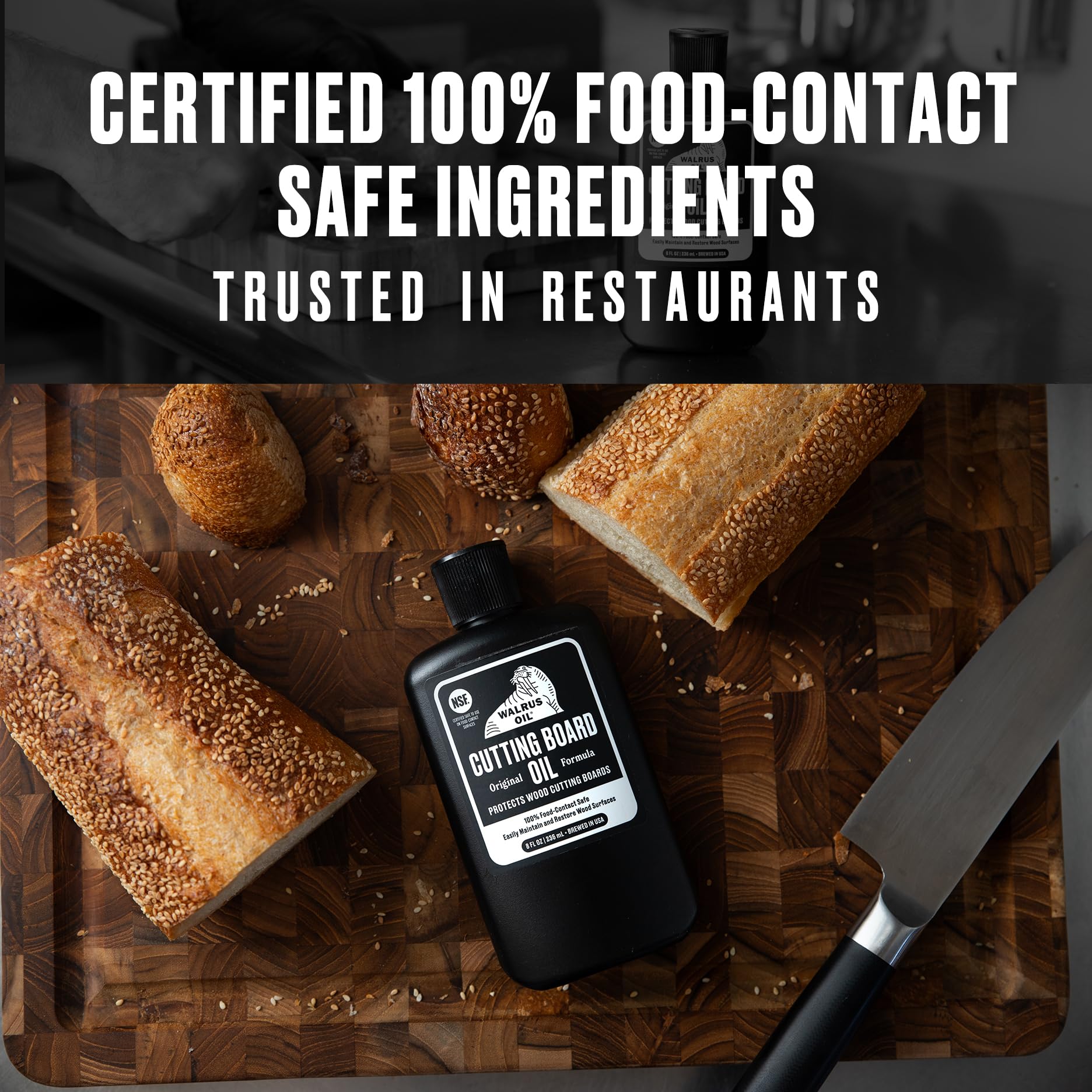 Walrus Oil - Cutting Board Oil and Wood Butcher Block Oil, 8 oz Bottle, FDA Food-Contact Safe