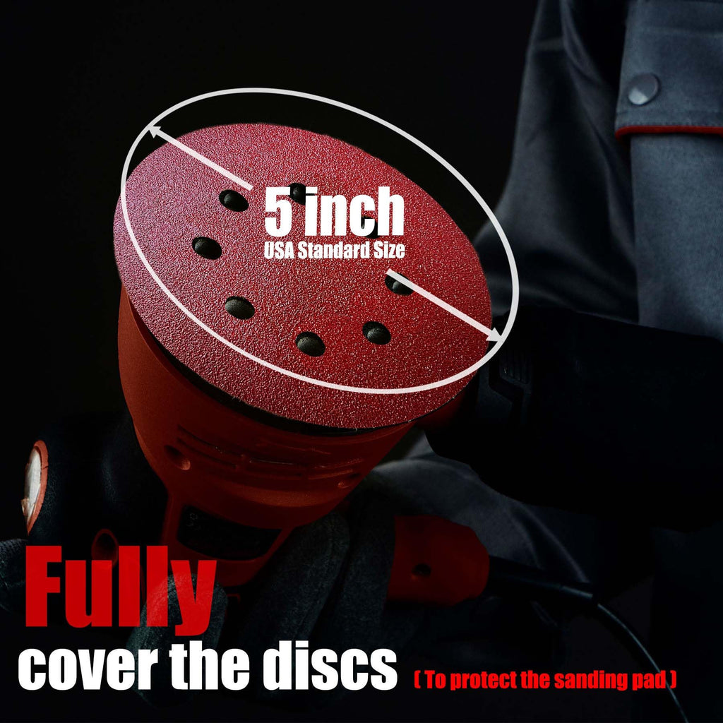 Faoyoon Sanding Disc 5 Inch 8 Hole, 100 Pcs Orbital Sanding Discs Hook and Loop, Sandpaper for Wood, 80 Grit Sand Paper for Random Orbital Sander