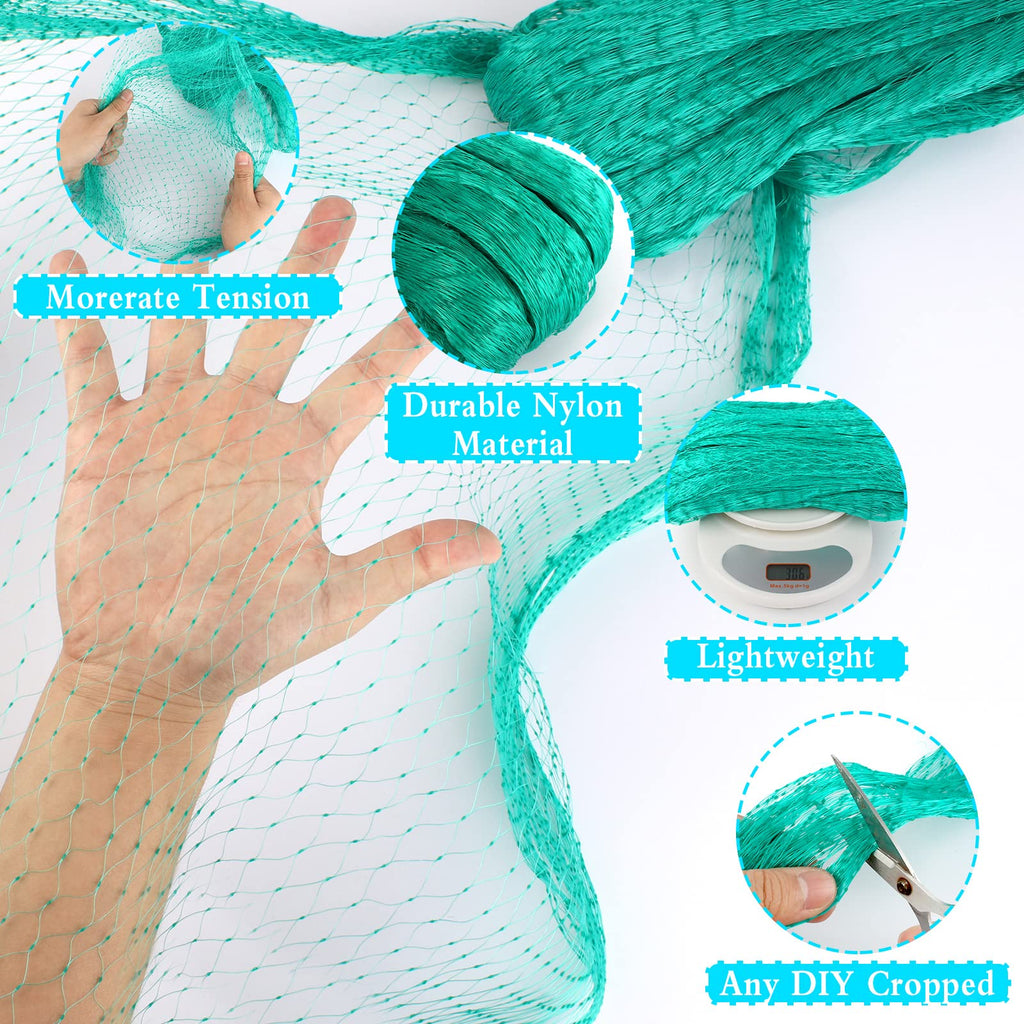 Anti-Bird Netting 33Ft x 13Ft (10m x 4m) Woven with 100Pcs Cable Ties Garden Farm Plants Fencing Mesh Fruits Protector Durable Fish Ponds Cover Green