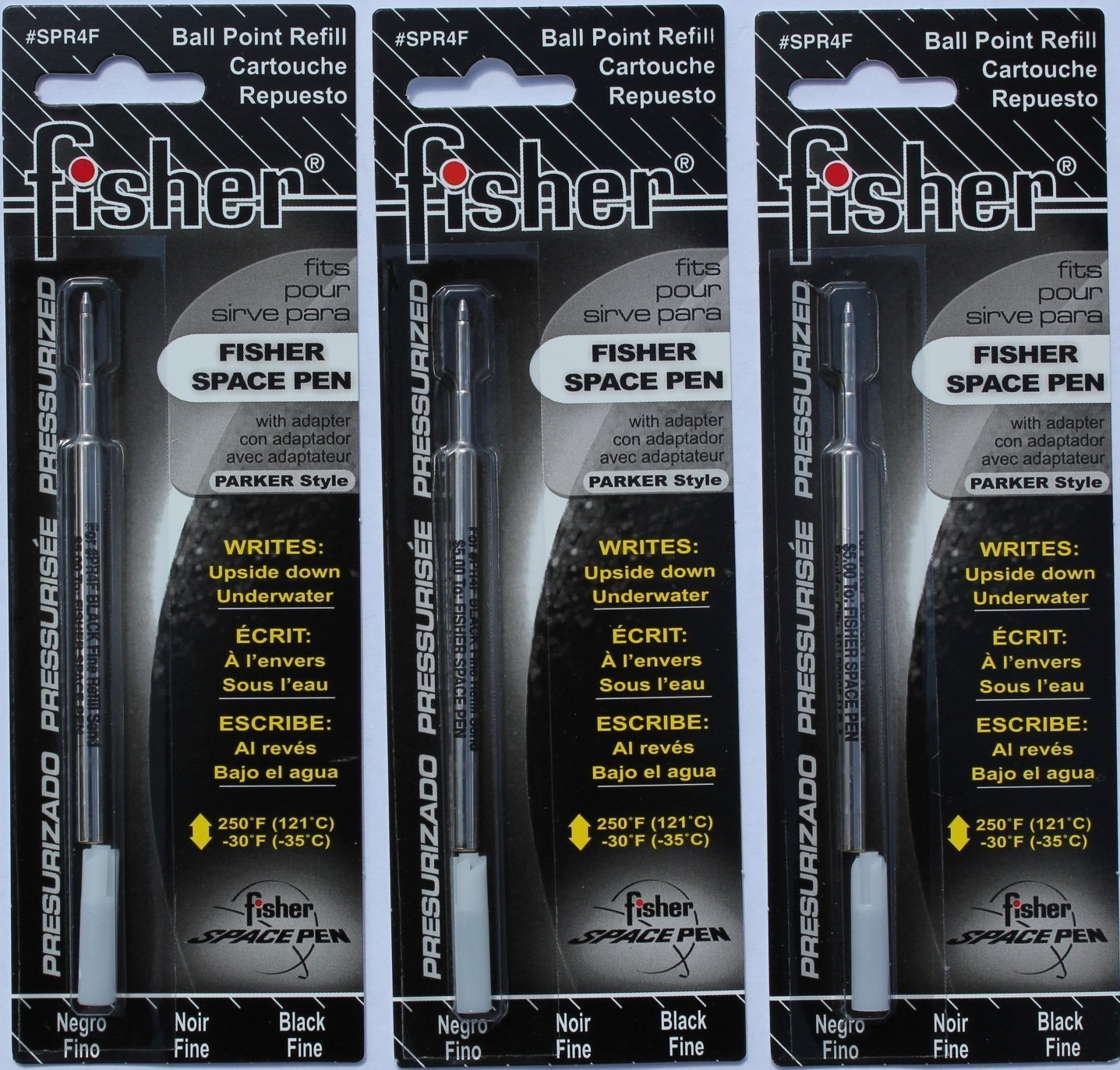 Fisher spr4 F Space Pen Fine Point de tinta Refill, 3 unidades), color negro