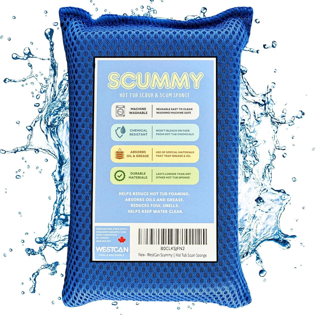 SCUMMY 2.0 Hot Tub Scum Sponge | Machine Washable | Grease & Oil Absorber | Reusable | for Bromine & Chlorine Hot Tubs | Use with Other Hot Tub Chemicals | Spa & Hot Tub Accessories | Scum Collector