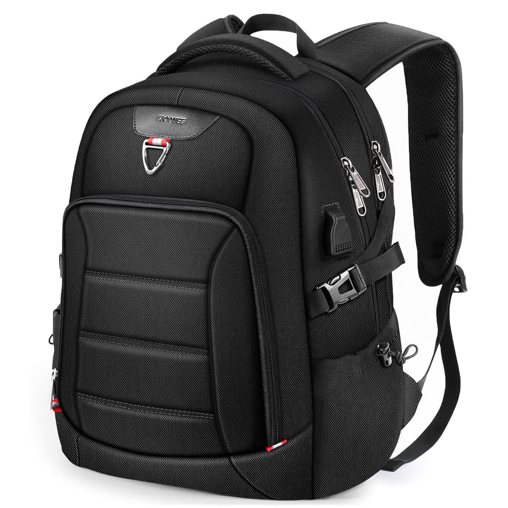HOMIEE 17.3 Inch Travel Backpack, Large Capacity Breathable Loptop Backpack, Backpack with USB Charging Port for Business Travel School, Black