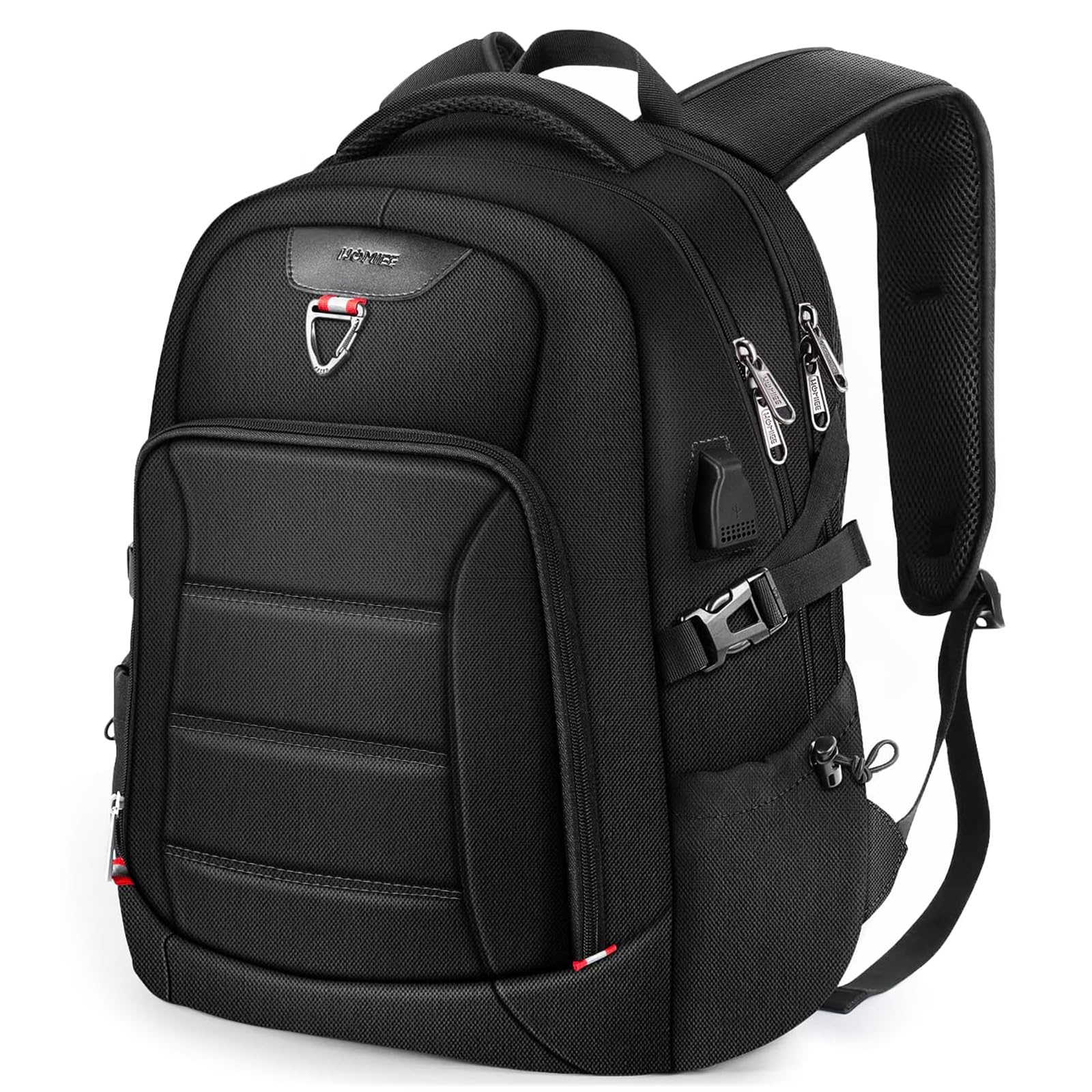HOMIEE 17.3 Inch Travel Backpack, Large Capacity Breathable Loptop Backpack, Backpack with USB Charging Port for Business Travel School, Black