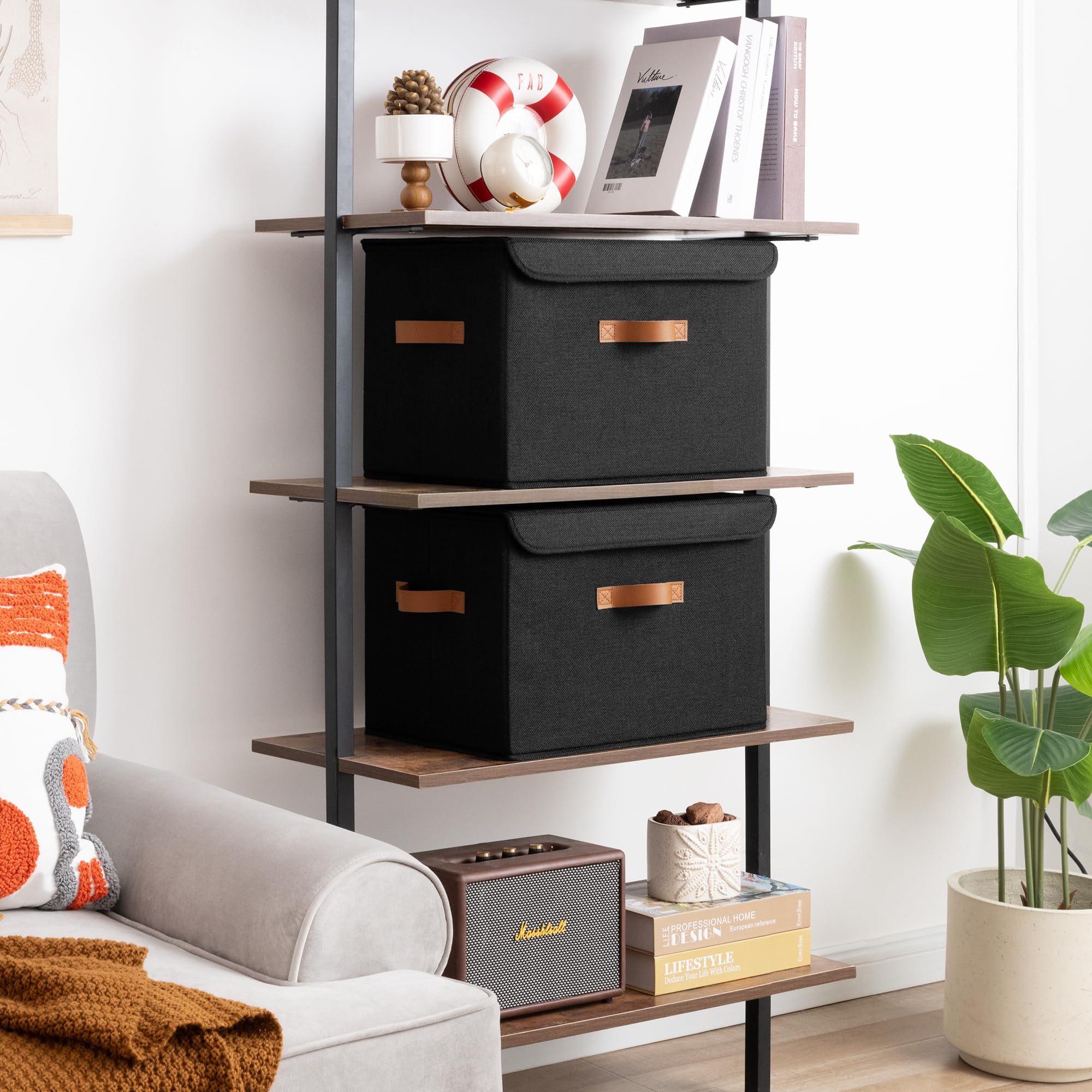 GRANNY SAYS Large Storage Bins with Lids, Pack of 2 Black Storage Boxes, Wardrobe Storage Bins, Closet Organizers and Storage for Seasonal Clothes, Storage Basket with Lid for Organizing Shelves