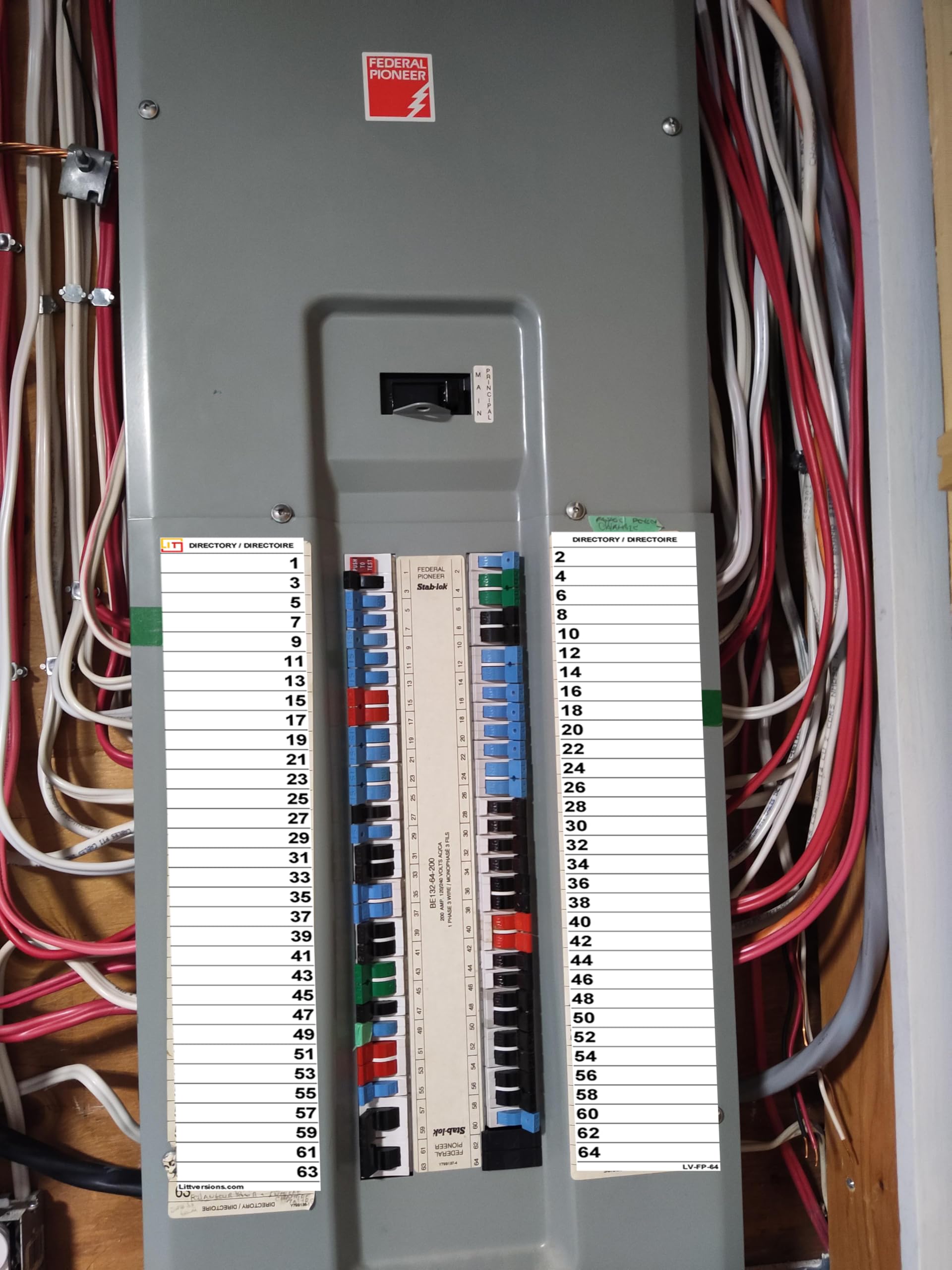 Littversions 64 Circuits 2 Pack Vinyl Circuit Breaker Panel Directory Labels/Decals/Stickers, Replacement for Federal Pioneer Stab Lok Electrical Panel/Load Centers