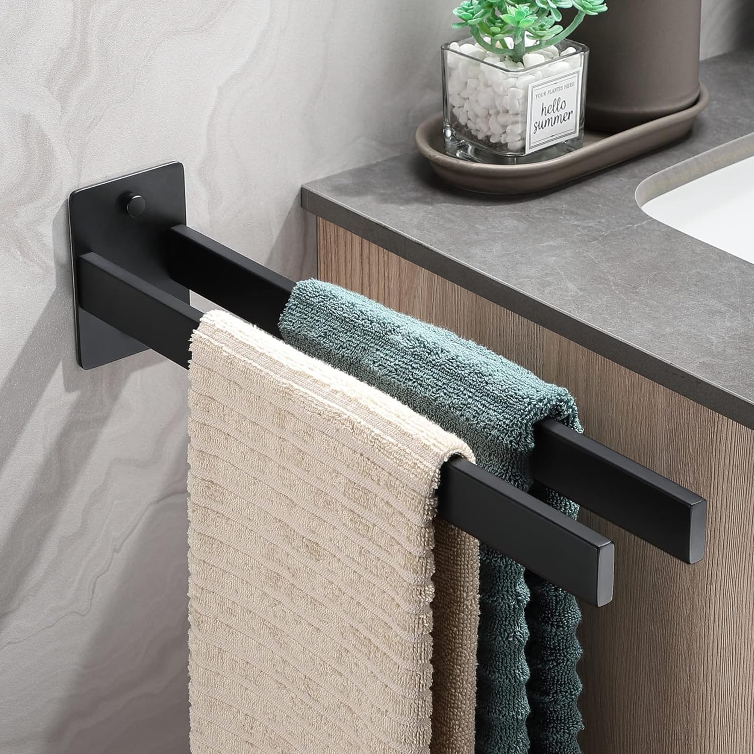 Bathroom Accessories Set, Hand Towel Holder, Black Towel Rack Towel Bar, Towel Racks for Bathroom SUS304 Stainless Steel, Bathroom Towel Holder Towel Rack Wall Mounted
