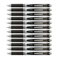 Pentel EnerGel Deluxe RTX Gel Pens, 0.7 mm Metal Tip, Black/Silver Barrel, Black Ink, 12 Each (BL77-A)