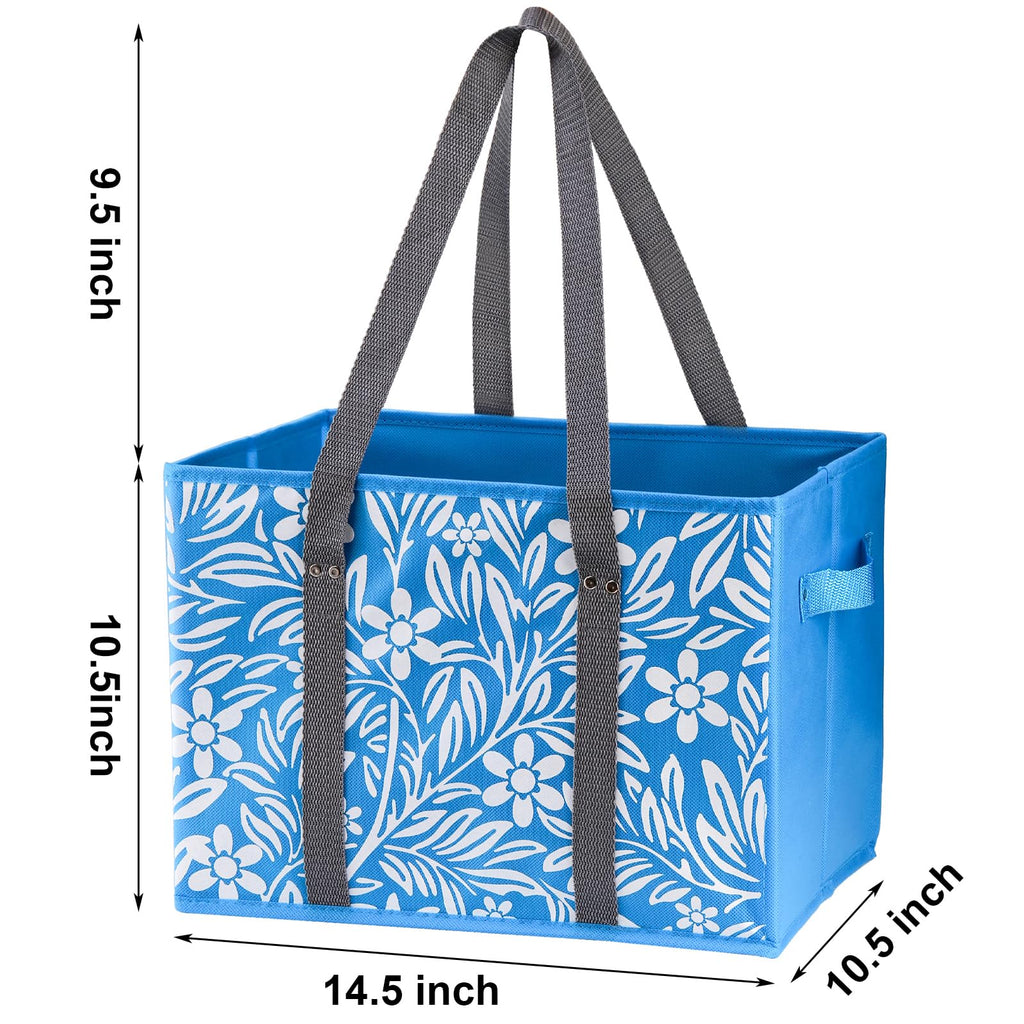 Yarlung 4 Pack Reusable Grocery Bags, Collapsible Large Storage Box Bag with Reinforced Bottom and Handle, Heavy Duty Foldable Shopping Tote Bags for Groceries, Clothes, Toys Organizer