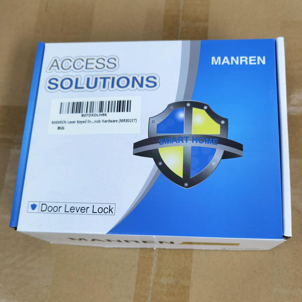1 Pack of MANREN Lever Keyed Entry Door Lever Handle Lock, Universal Door Knob Hardware,Nickel Brushed Color (MR802-CA)
