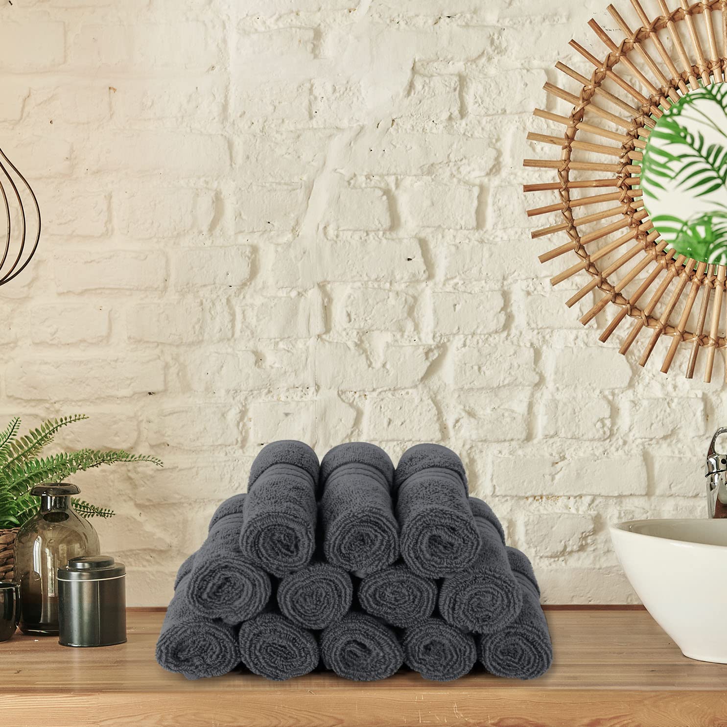 Utopia Towels 12 Pack Premium Wash Cloths Set, 12 by 12 Inches, 100% Cotton Ring Spun, Highly Absorbent and Soft Feel Washcloths for Bathroom, Spa, Gym, and Face, Grey