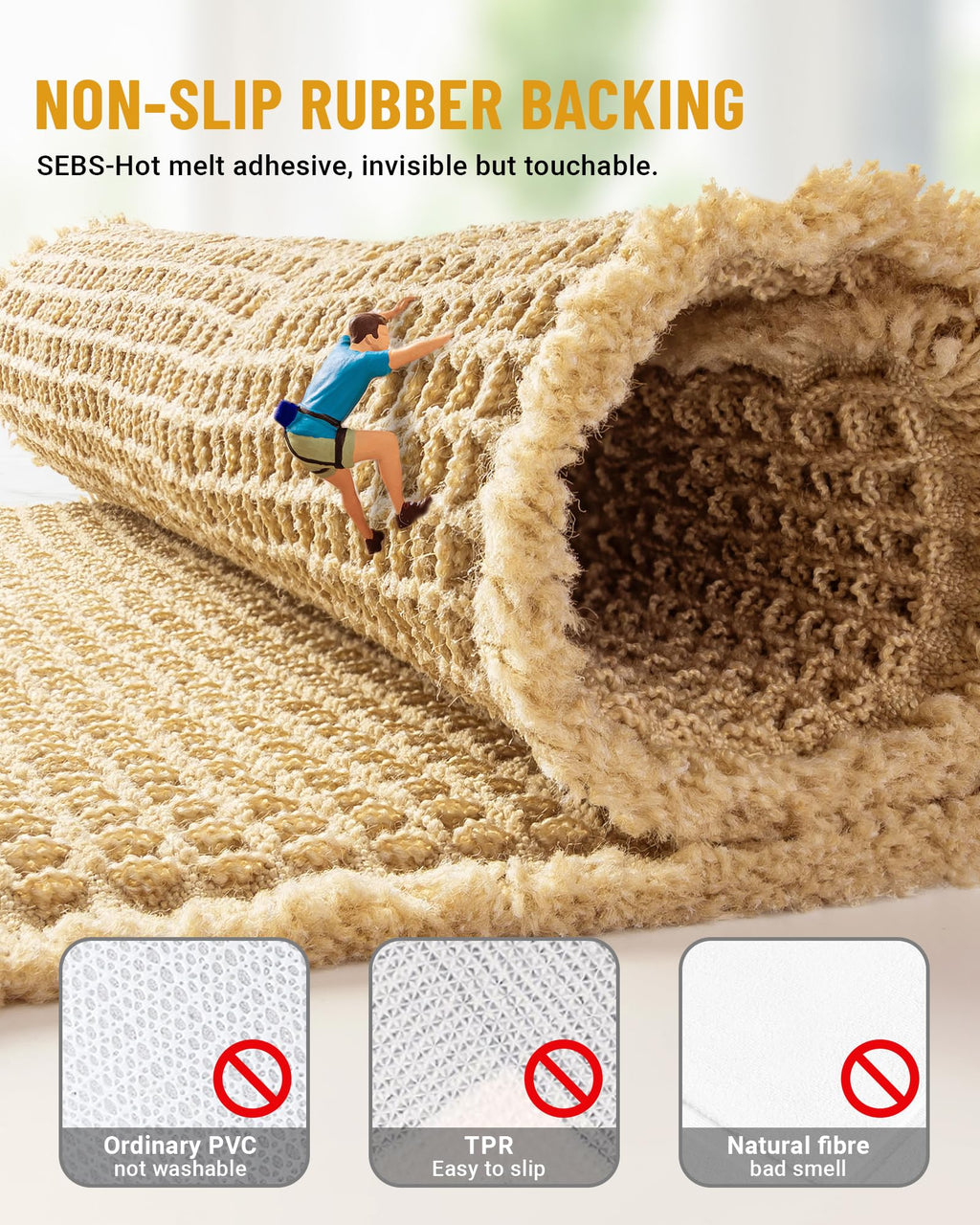 Large Waffle Bath Mat Set of 2, Non Slip Bathroom Mat Set, Ultra Absorbent Bath Mats for Bathroom Decor, Extra Soft Boho Bathroom Rugs Set, 2 Washable Bathroom Floor Mats, 20"×47" and 16"×24", Brown