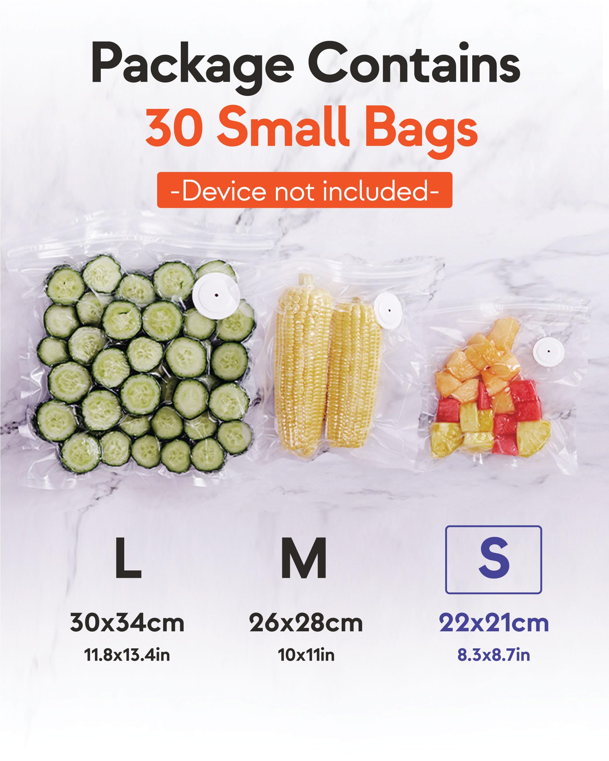 Giraffy Co. Reusable Vacuum Sealer Bags for Food – 30 Small Vacuum Bags (22x21cm/8.3x8.7in), BPA-Free, Leak-Proof, Odor-Resistant – Compatible with Vacuum Sealers