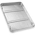 17.3 Inch Large Baking Sheet and Rack Set, P&P CHEF Half Stainless Steel Cookie Sheet Baking Pan with Cooling Rack for Cooking/Roasting, Non-Toxic & Bake Evenly, Oven & Dishwasher Safe