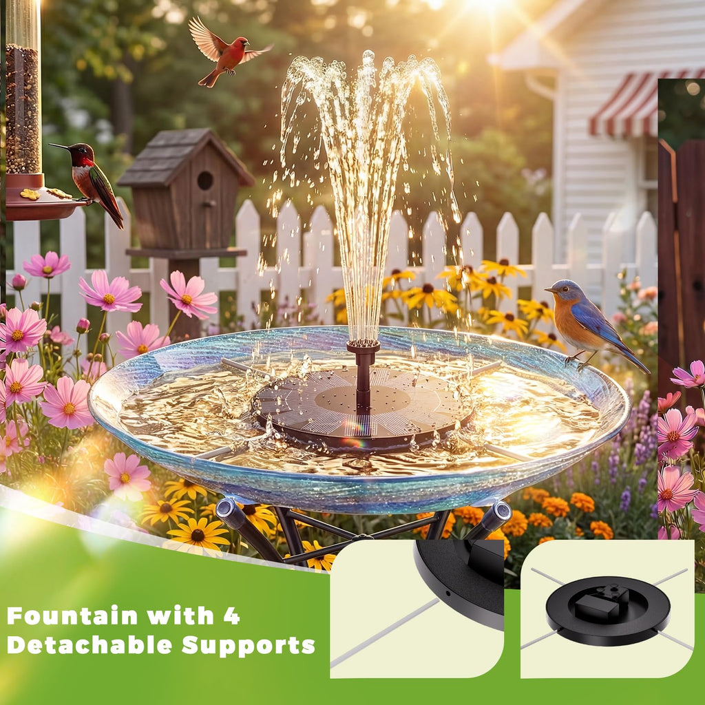 AISITIN Solar Fountain Upgrade, 2.5W 160mm Solar Bird Bath Fountains Pump Outdoor Water Pump Solar Floating Fountain with 6 Fountain Styles for Garden, Bird Bath, Pond, Fish Tank