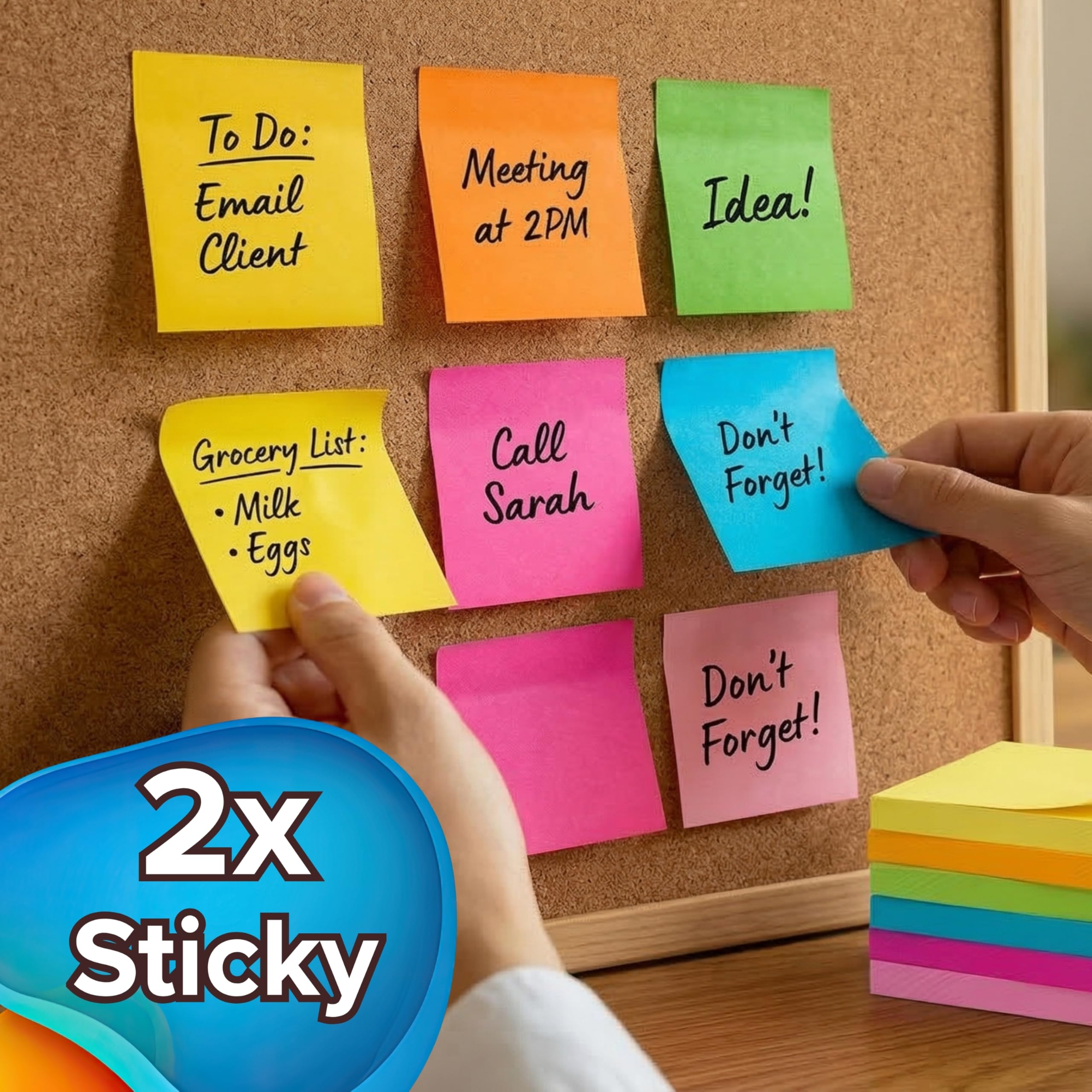 Sticky Notes 3x3 (12 Pads/1200 Sheets) – 2026 Improved Adhesive, Super Sticky & Bright Neon Colors – 1200 Sheets – Ideal for School, Office & Desk Supplies