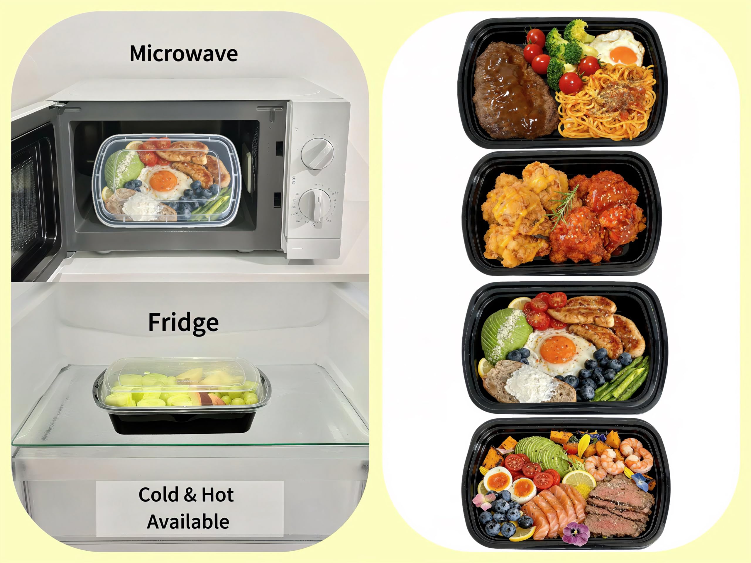 15Pack 38oz Reusable Plastic meal prep containers with lids， Rectangular Food Storage Container，Take out Containers ，Freezer/Microwave Safe