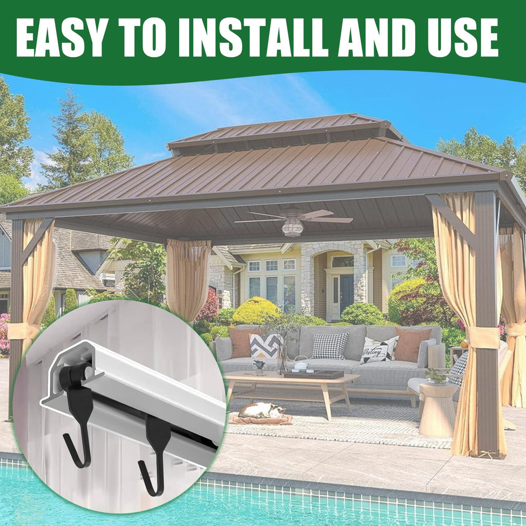 36Pcs Steel Slide Gazebo Hooks with Wheels for Gazebo's Curtains & Mosquito Netting, Gazebo Curtain Hooks for Rails and Tracks of Gazebo