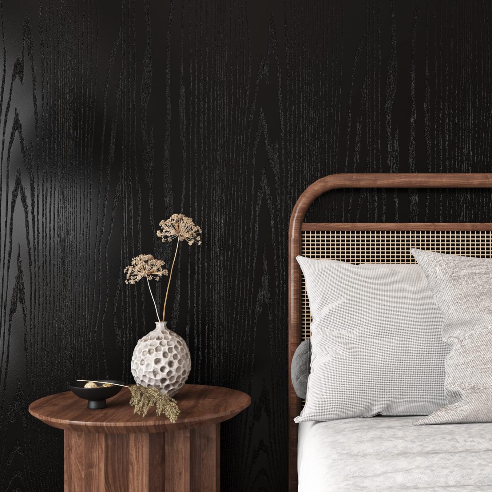 Livelynine 40CMx5M Thick Black Wood Contact Paper Peel and Stick Countertops for Kitchen Cabinet Wallpaper Stick on Countertop Covers Peel and Stick Desk Covering Waterproof Heavy Duty Vinyl Wrap