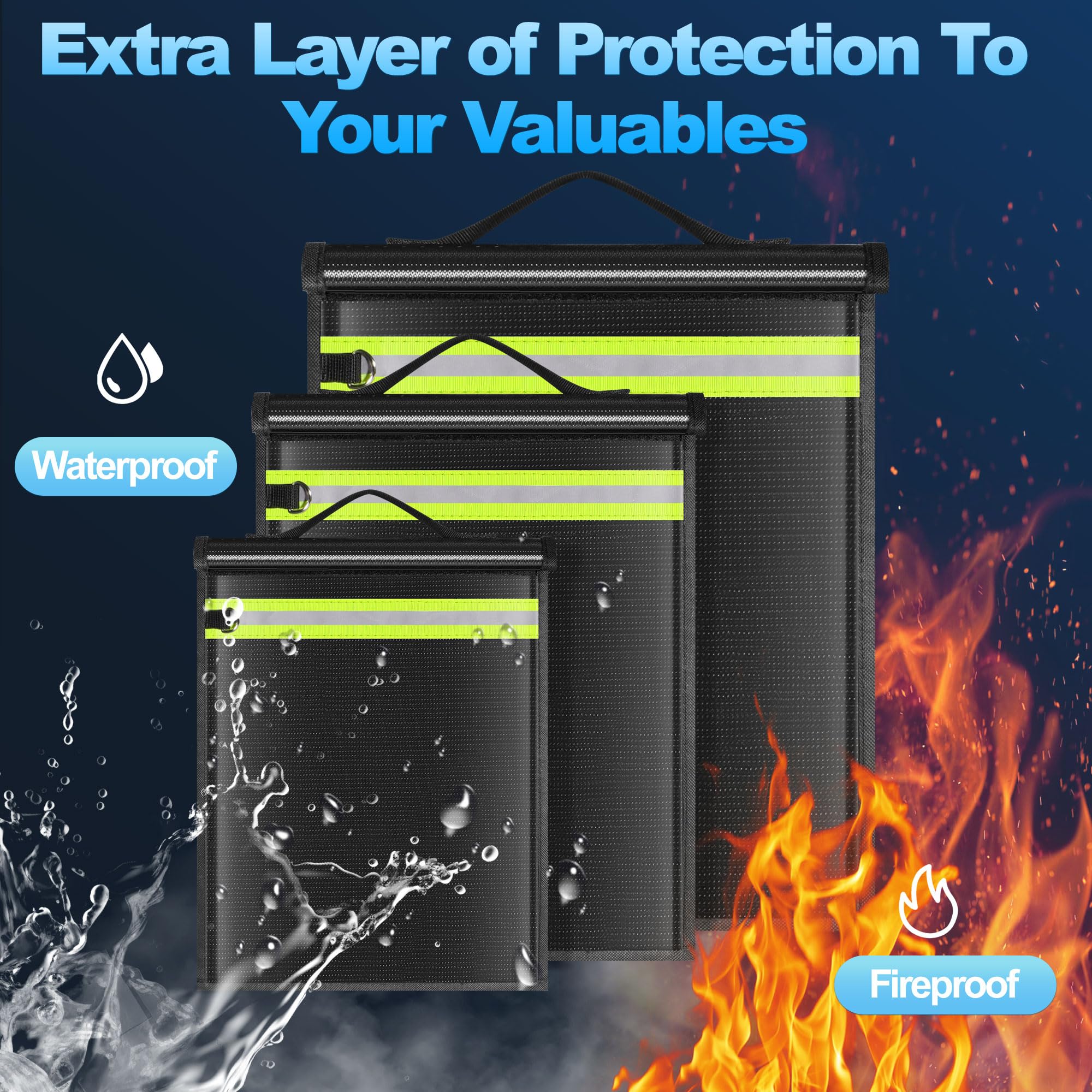 Lulrsay 5 Pack Faraday Bags EMP Proof,Faraday Bags for Laptops Tablets Phones Car Keys,Faraday Cage with Handle&Reflective Strip,EMP Bags Faraday Pouch for Electronics Fireproof Waterproof